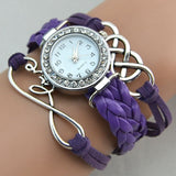 Wrist Watches Infinity Love Suede Fabric Rhinestone Round Ladies Bracelet Watch