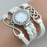 Wrist Watches Infinity Love Suede Fabric Rhinestone Round Ladies Bracelet Watch