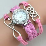 Wrist Watches Infinity Love Suede Fabric Rhinestone Round Ladies Bracelet Watch